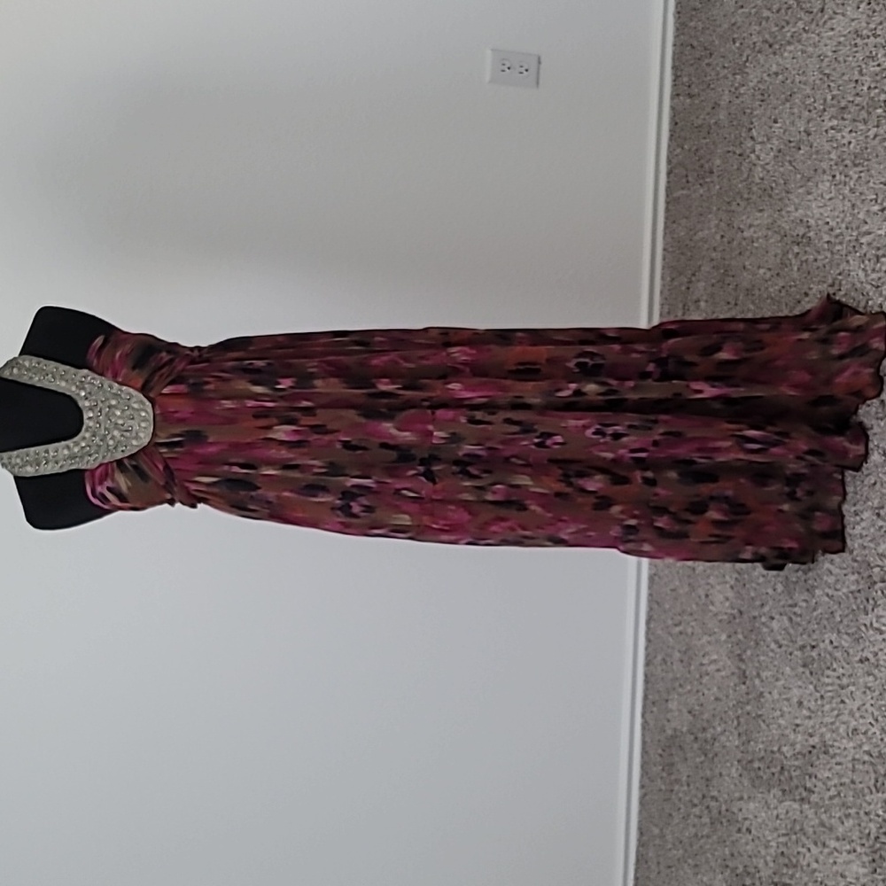 Flowy printed and beaded neckline halter maxi dress in small from Julie's Closet